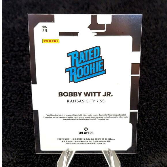 Bobby Witt Jr. (RC) 2022 Clearly Acetate Rated Rookie #74 Kansas City Royals - Picture 2 of 2
